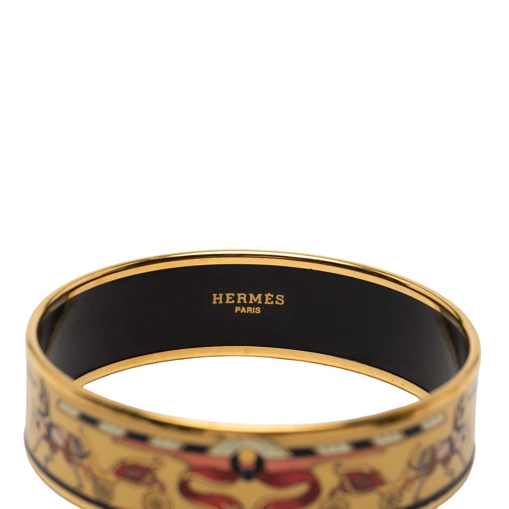 Hermès Wide Enamel Horse Carriage Bangle 65 - 3