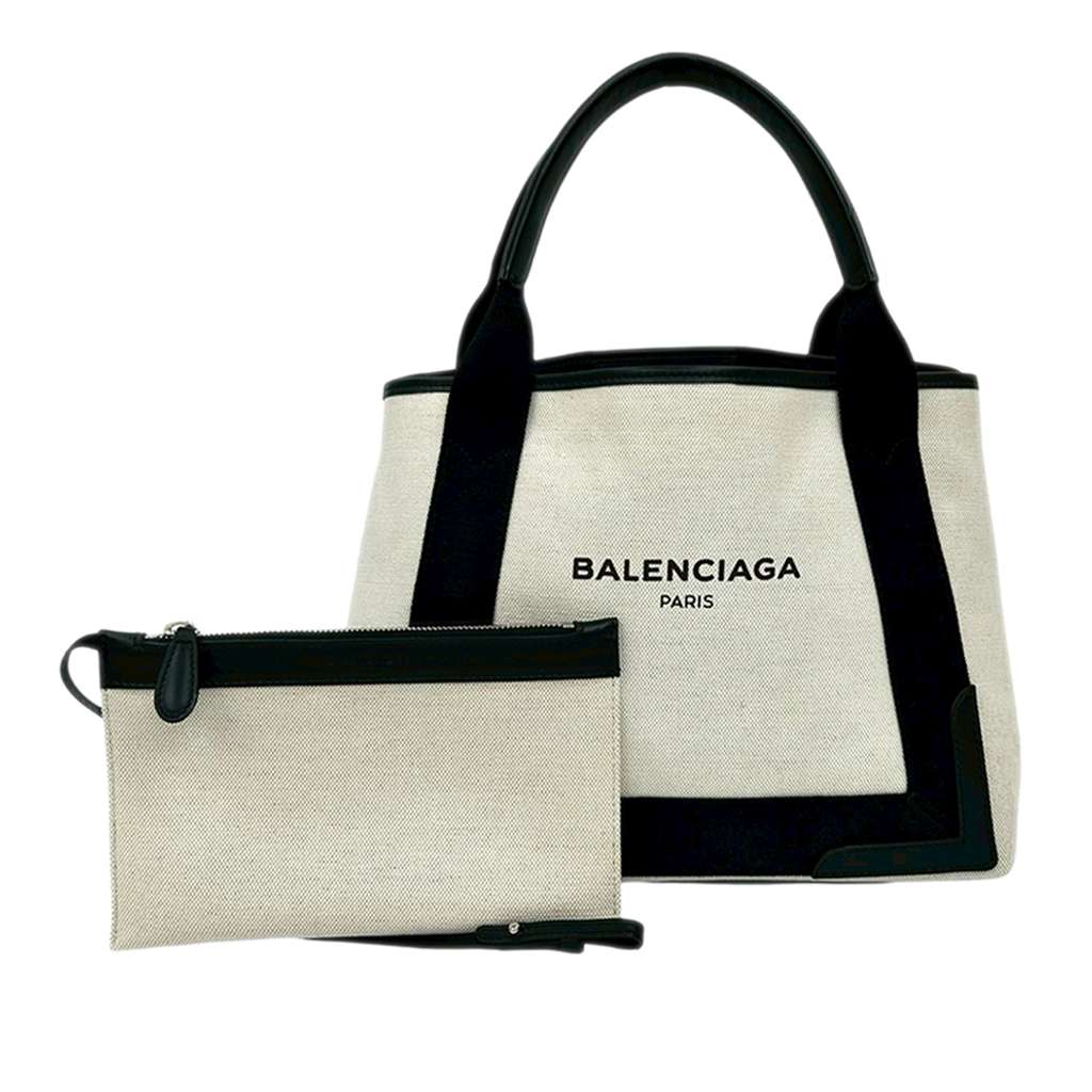 Balenciaga Canvas Navy Cabas Tote S