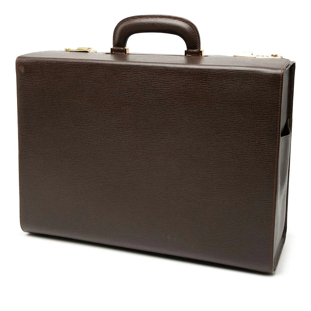 Loewe Leather Anagram Briefcase Brown Leather Good - Back View