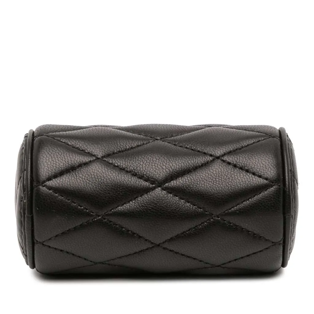Saint Laurent Micro Quilted Lambskin Sade Tube Bag Black Leather Good - Inside View