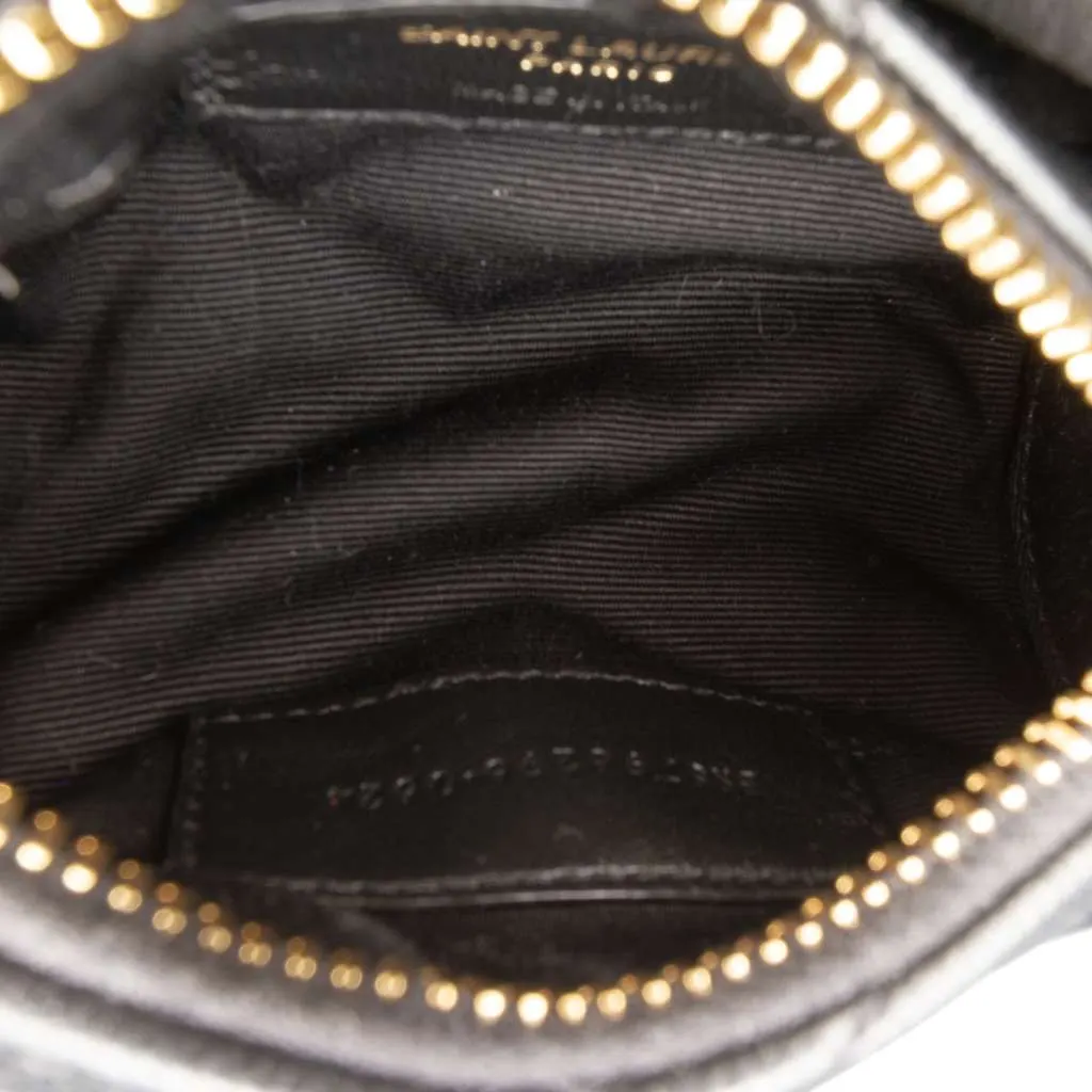 Saint Laurent Micro Quilted Lambskin Sade Tube Bag Black Leather Good - Model View