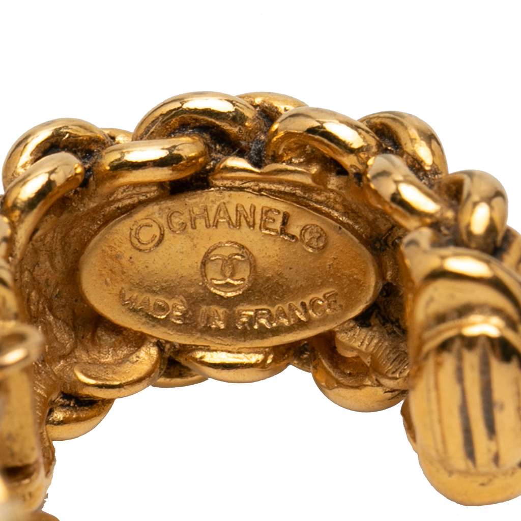 Chanel CC Gold Plated Chain Hoop Clip On Earrings - 3