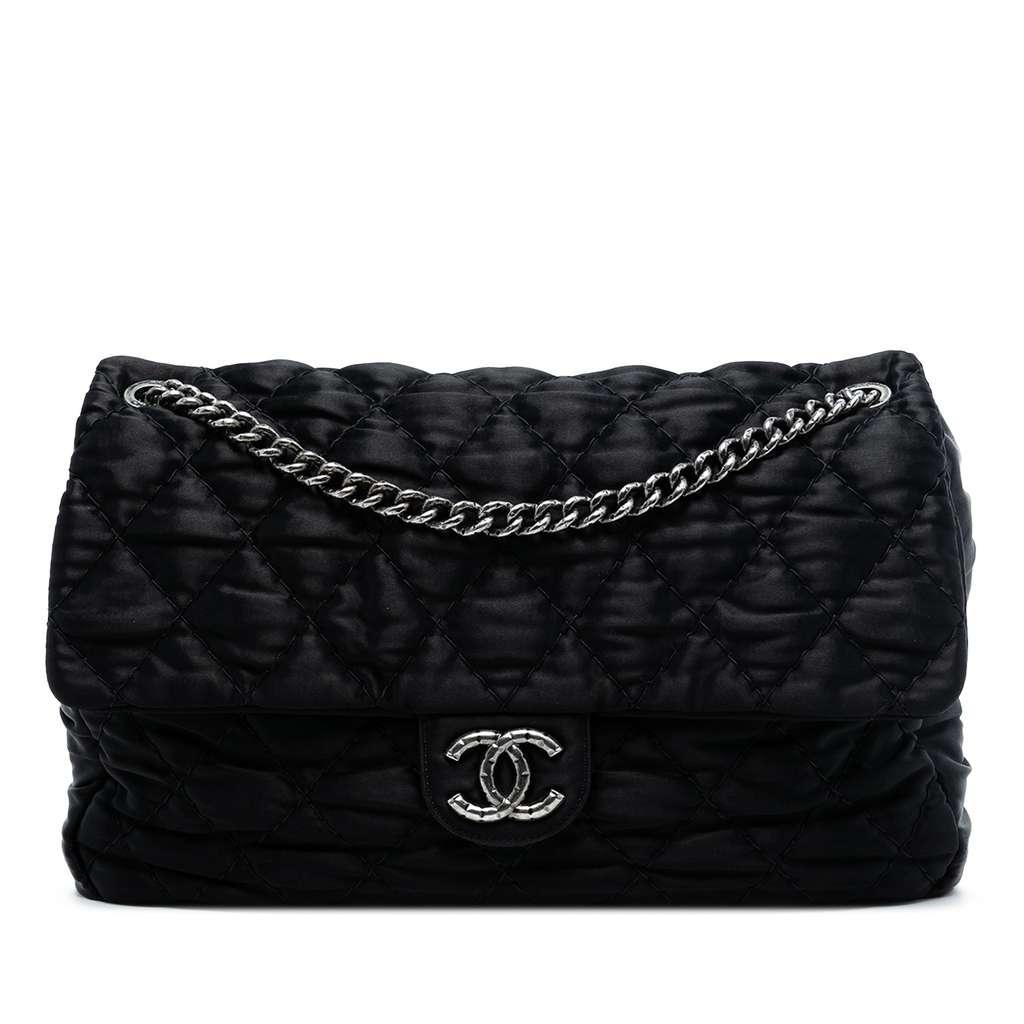 Chanel Extra Large CC Quilted Satin Single Flap