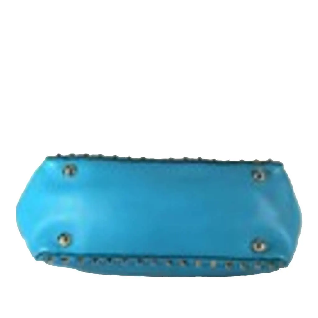 Valentino Small Grained Calfskin Rockstud Trapeze Satchel Blue Leather Very good - Inside View