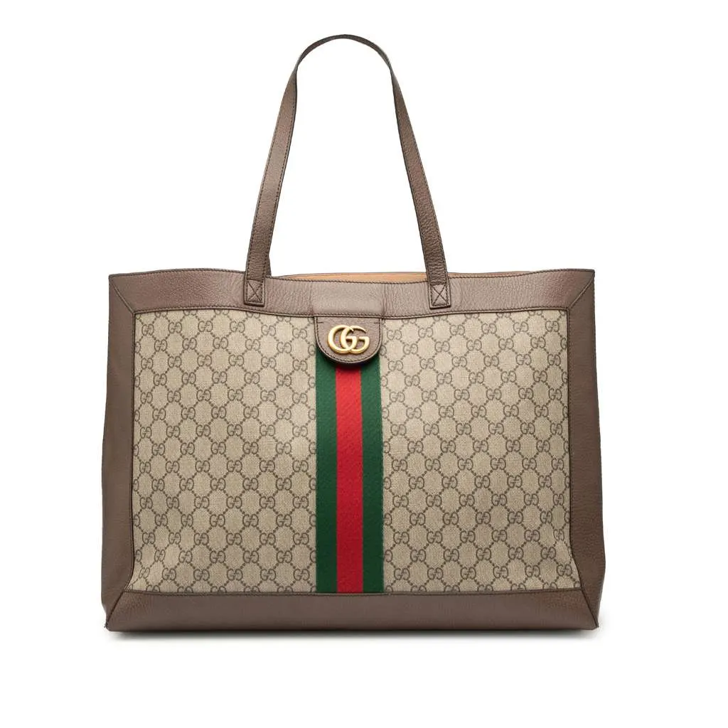 Gucci GG Supreme Ophidia Tote Brown Canvas Good - Front View