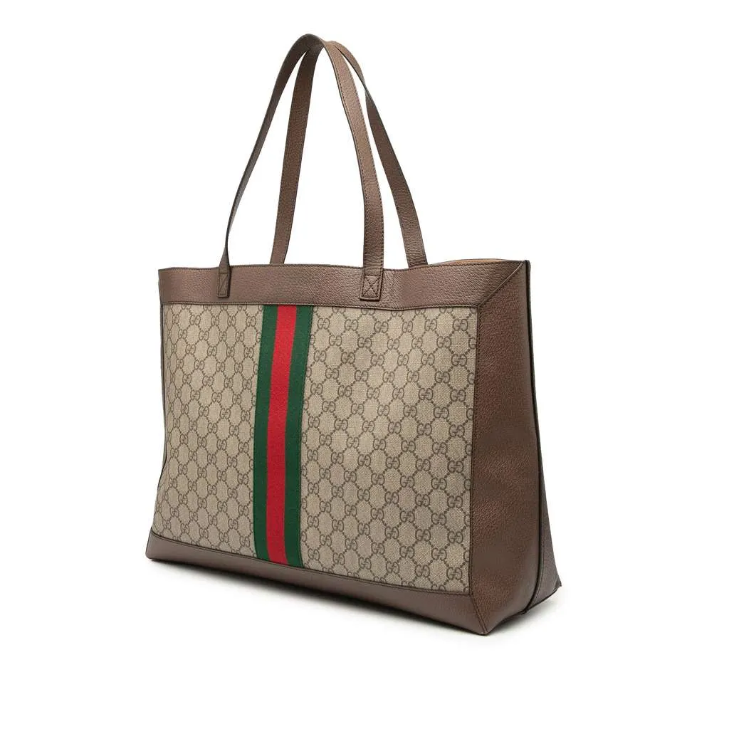 Gucci GG Supreme Ophidia Tote Brown Canvas Good - Back View