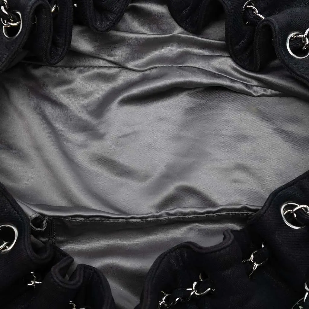 Chanel Jersey Melrose Cabas Black Cotton Very good - Model View