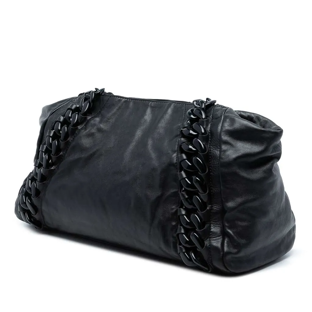 Chanel Calfskin Modern Chain Rhodoid East West Tote Black Leather Good - Back View
