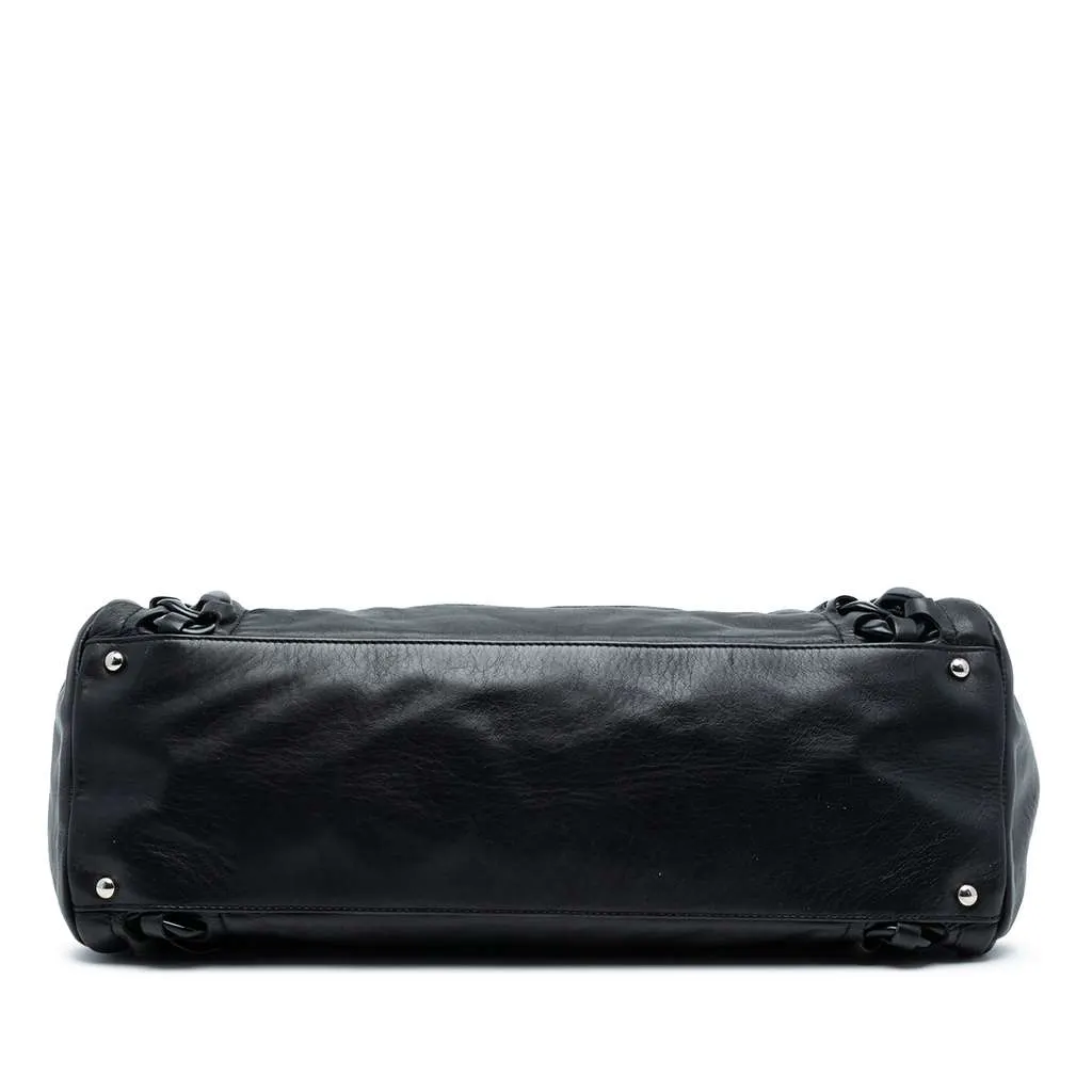 Chanel Calfskin Modern Chain Rhodoid East West Tote Black Leather Good - Inside View