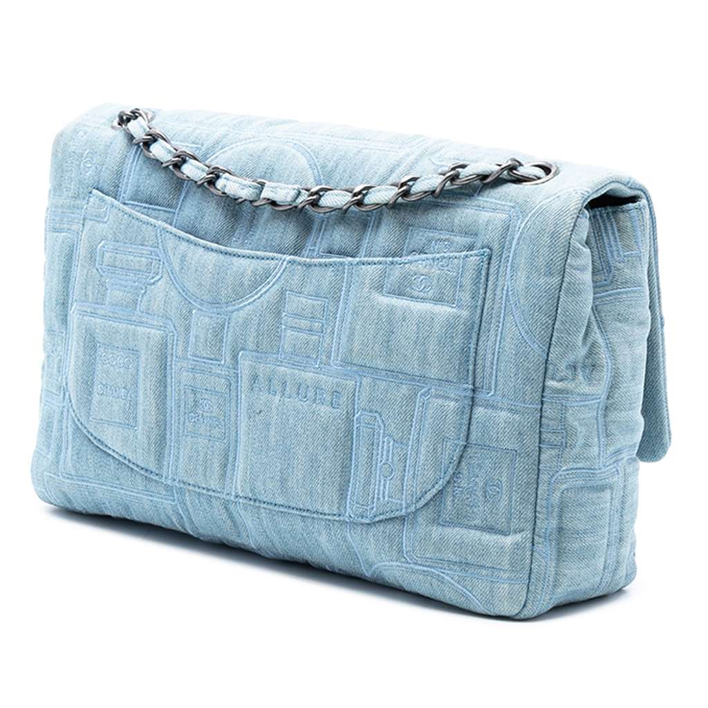 Chanel Medium Embroidered Denim Perfume Bottle Single Flap - 2