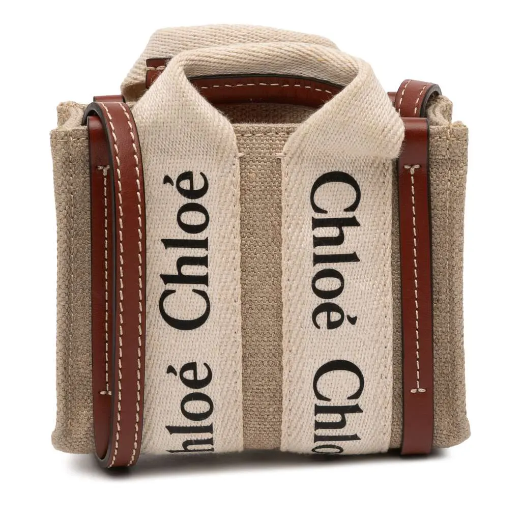 Chloé Nano Canvas Woody Satchel Brown Canvas Very good - Front View