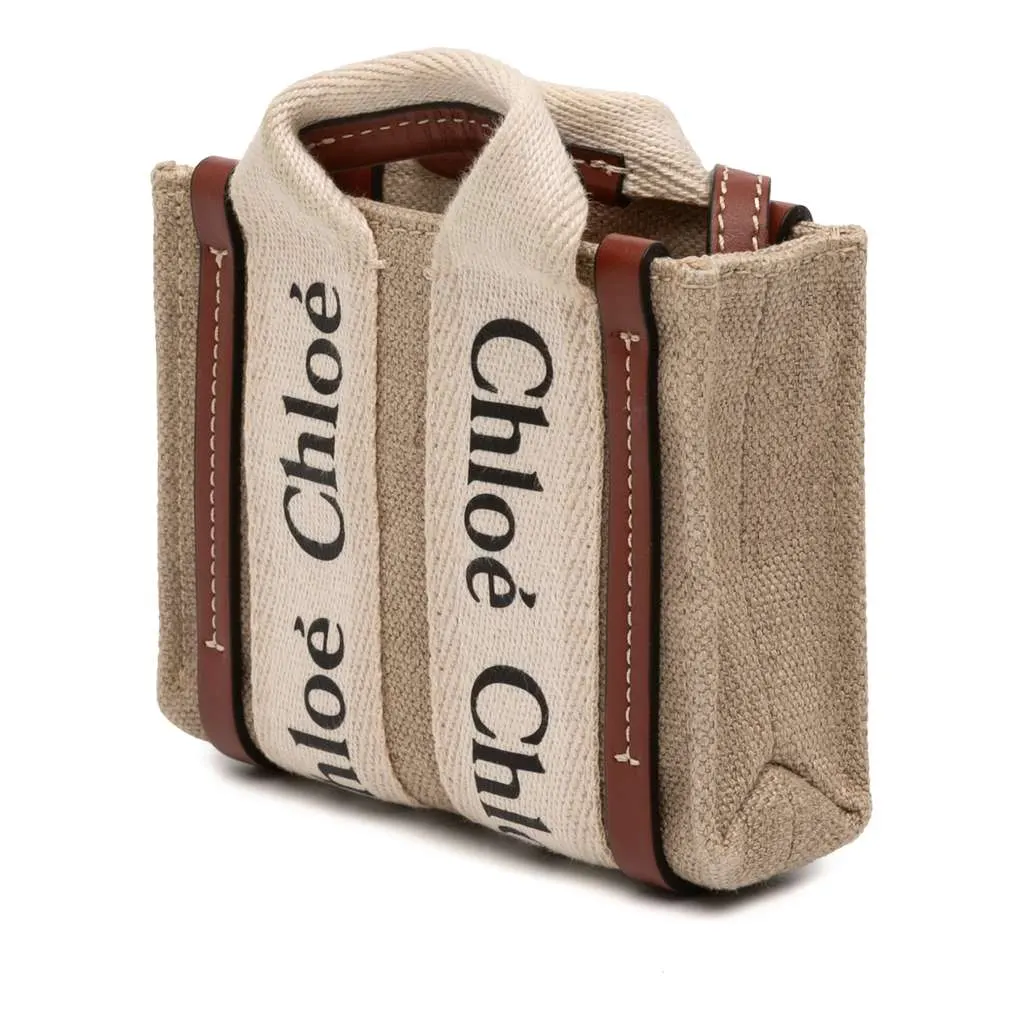 Chloé Nano Canvas Woody Satchel Brown Canvas Very good - Back View