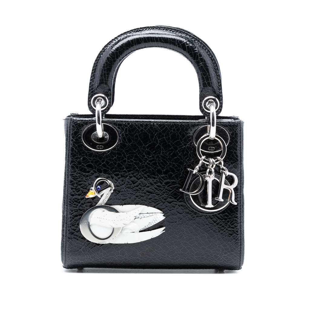 Dior Mini Deerskin Ceramic Effect Jeweled Swan Lady Dior