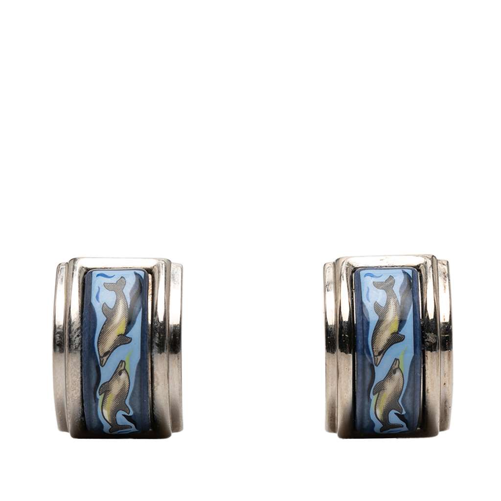 Hermès Enamel Dolphin Clip On Earrings