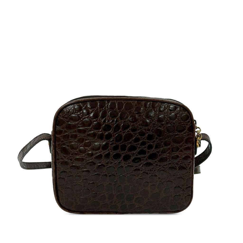 Salvatore Ferragamo Croc Embossed Leather Vara Crossbody - 2