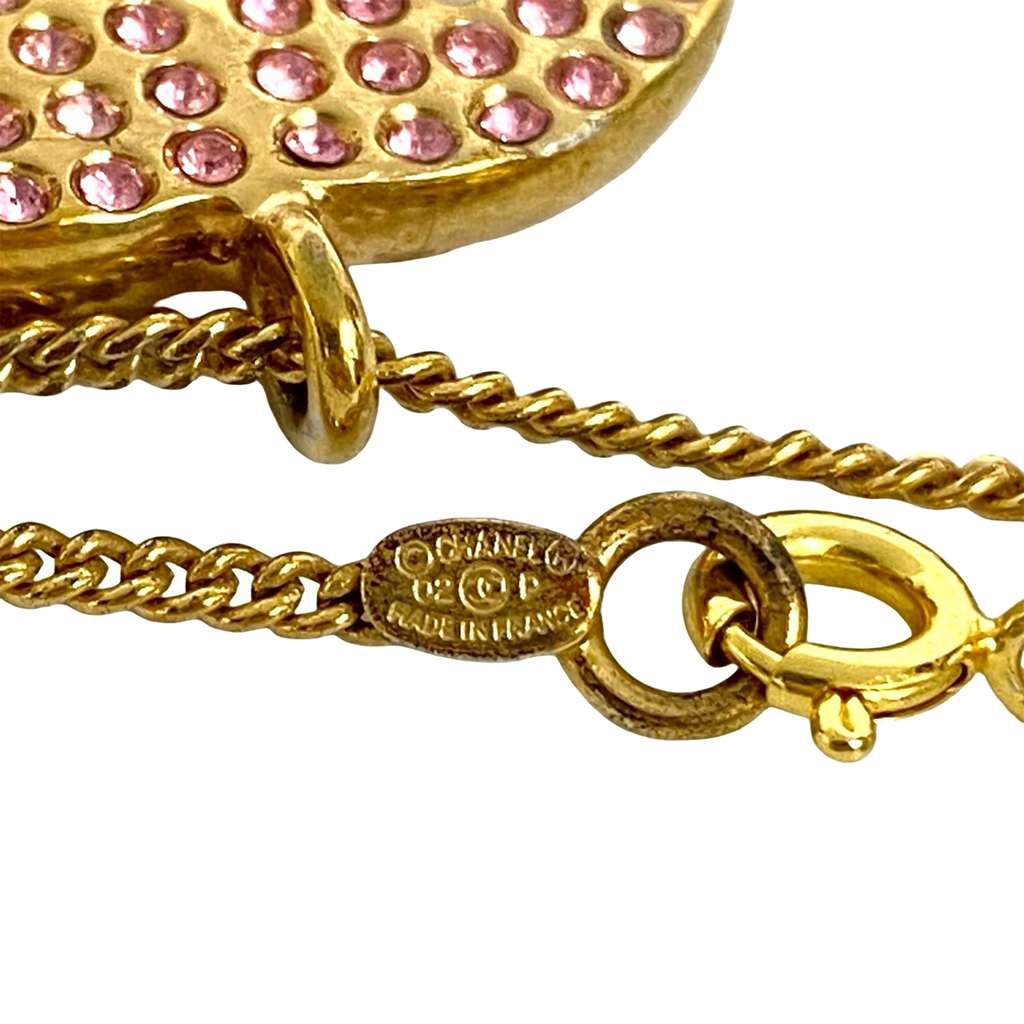 Chanel CC Gold Plated Rhinestone Pendant Necklace - 3