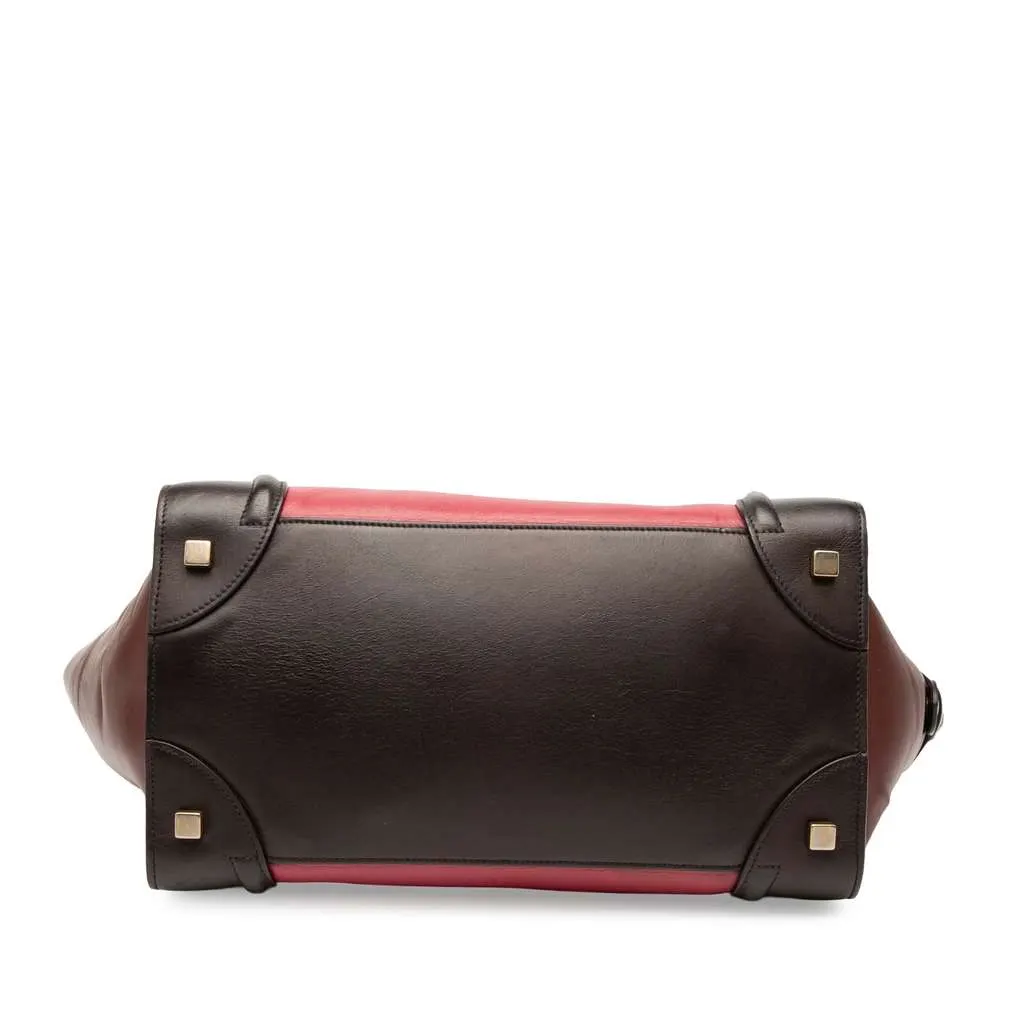 Celine Mini Tricolor Leather Luggage Tote Red Leather Good - Inside View
