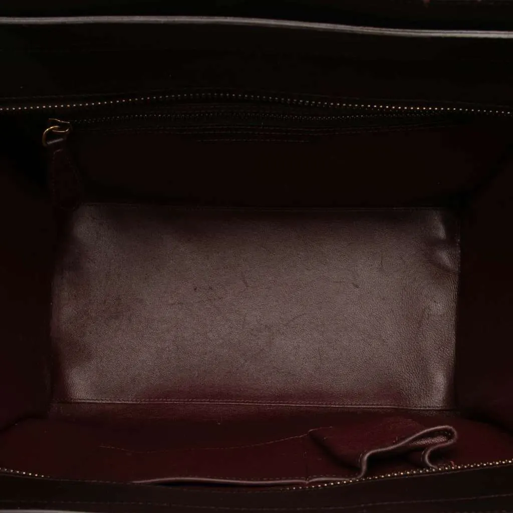 Celine Mini Tricolor Leather Luggage Tote Red Leather Good - Model View