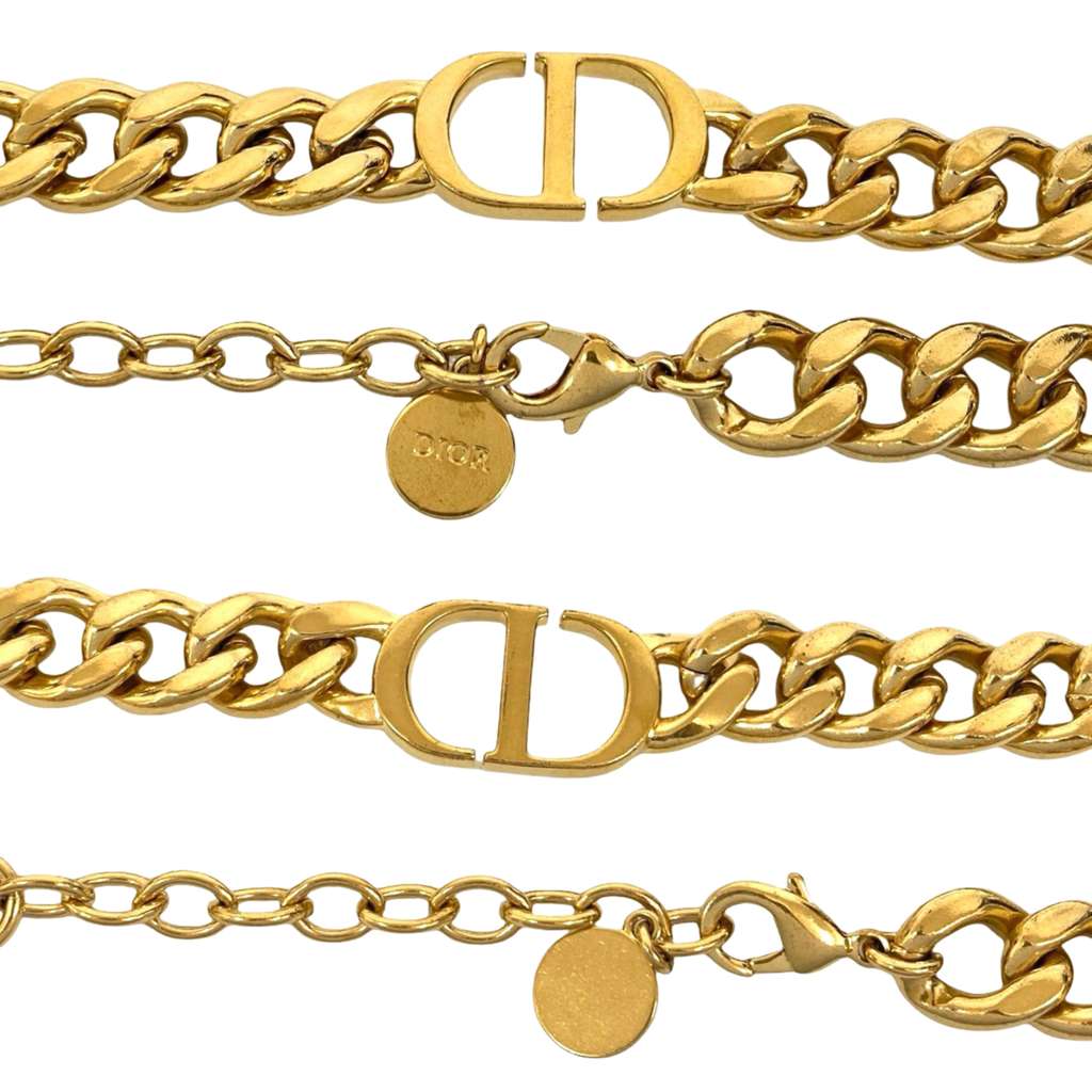 Dior Gold Plated CD Logo Chain Link Necklace - 3