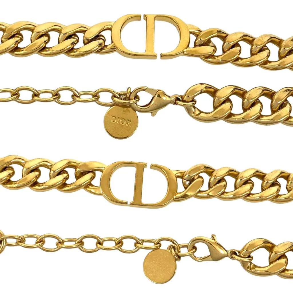 Dior Gold Plated CD Logo Chain Link Necklace Gold Metal Good - Inside View