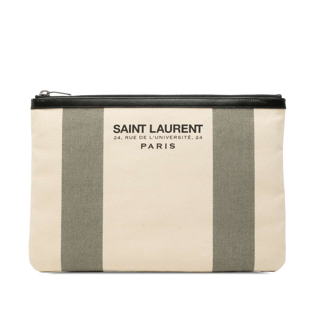 Saint Laurent Canvas Beach Zip Clutch