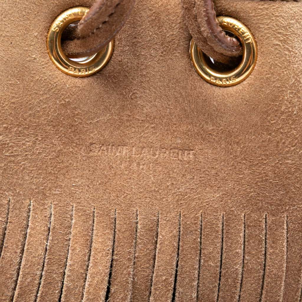 Saint Laurent Small Suede Emmanuelle Fringe Bucket Bag - 5