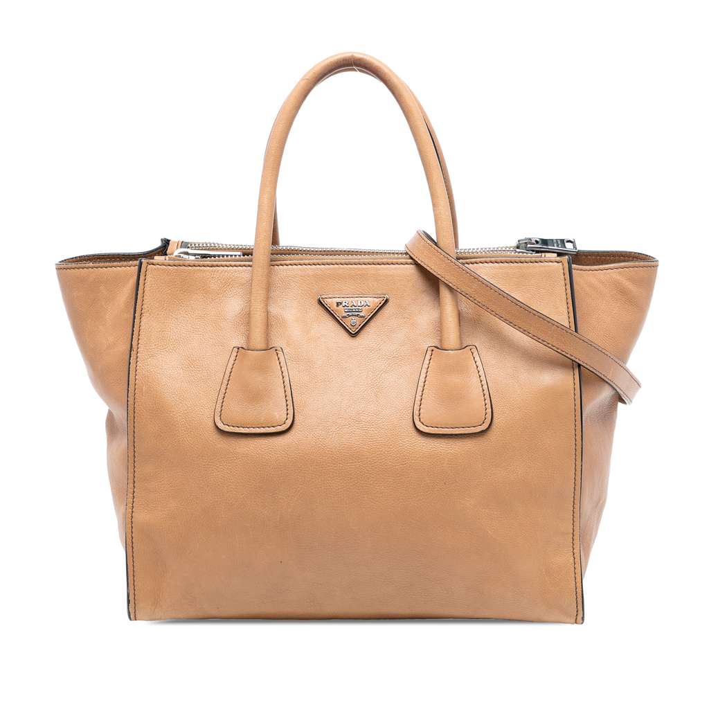 Prada Glace Calf Twin Pocket Double Handle Satchel