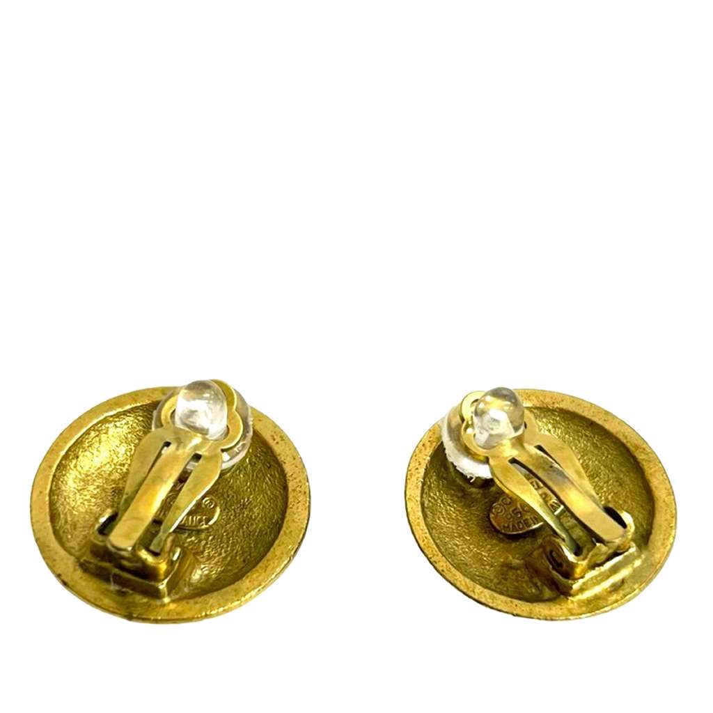 Chanel CC Gold Plated Clip On Earrings - 2