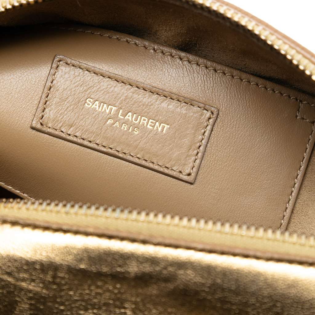 Saint Laurent Baby Metallic Leather Classic Duffle Satchel - 5