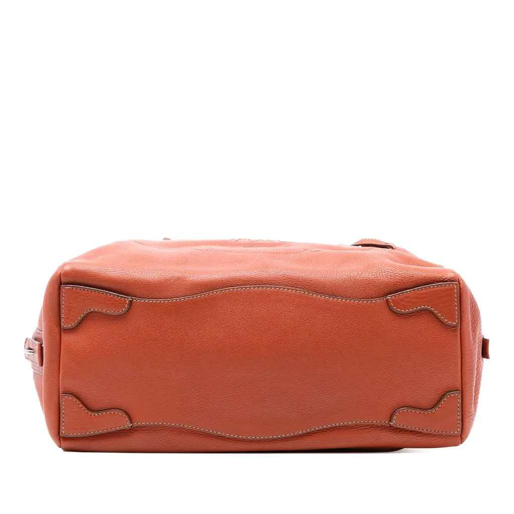 Prada Vitello Daino Embossed Logo Bauletto Red Leather Very good - Inside View