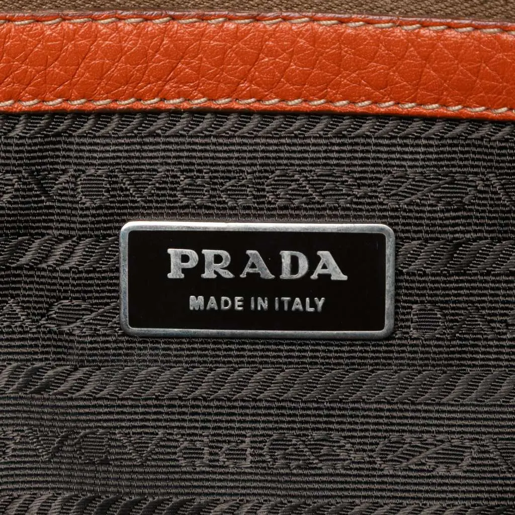 Prada Vitello Daino Embossed Logo Bauletto Red Leather Very good - Box View