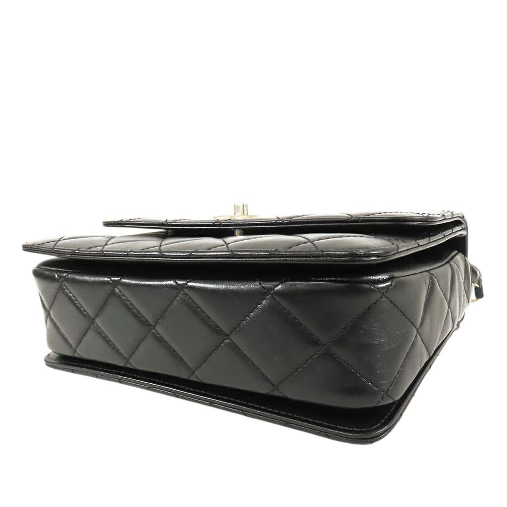 Chanel Small Quilted Shiny Calfskin Metal Chain Top Handle Bag - 3