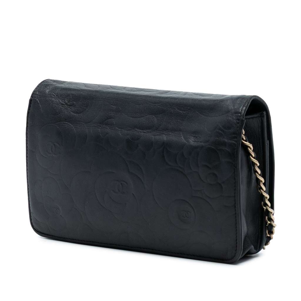 Chanel CC Embossed Lambskin Camellia Wallet On Chain - 2