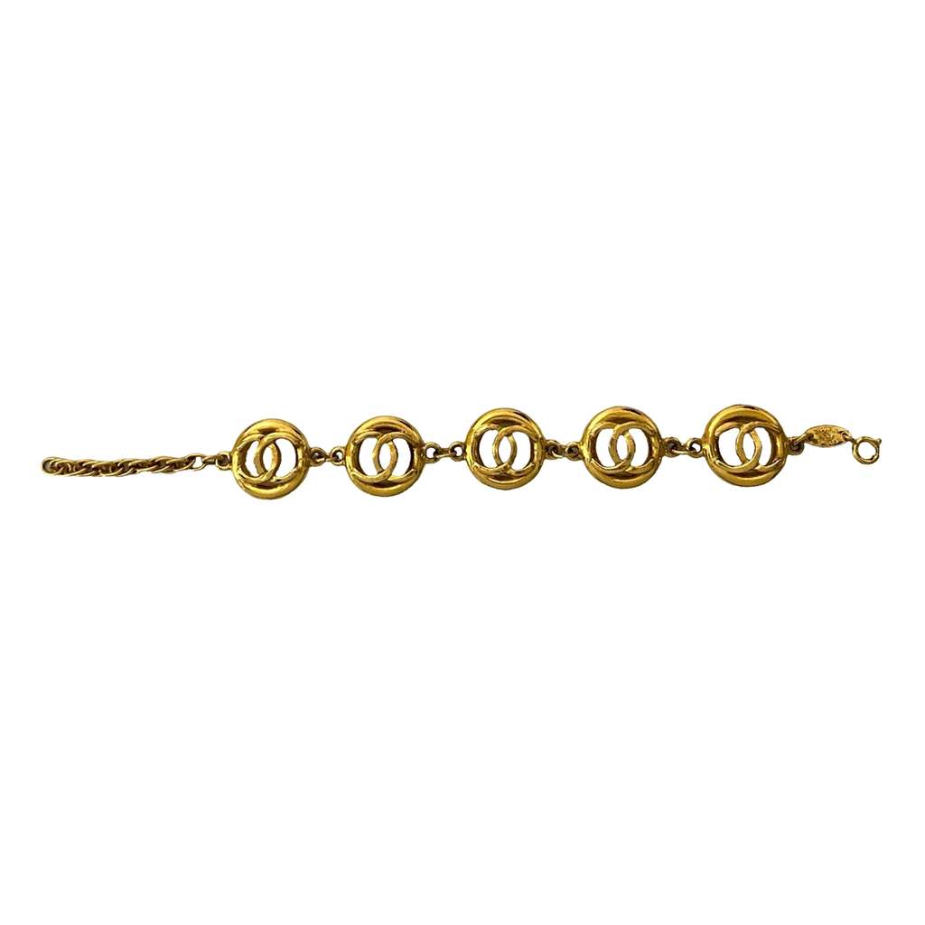 Chanel CC Gold Plated Link Bracelet