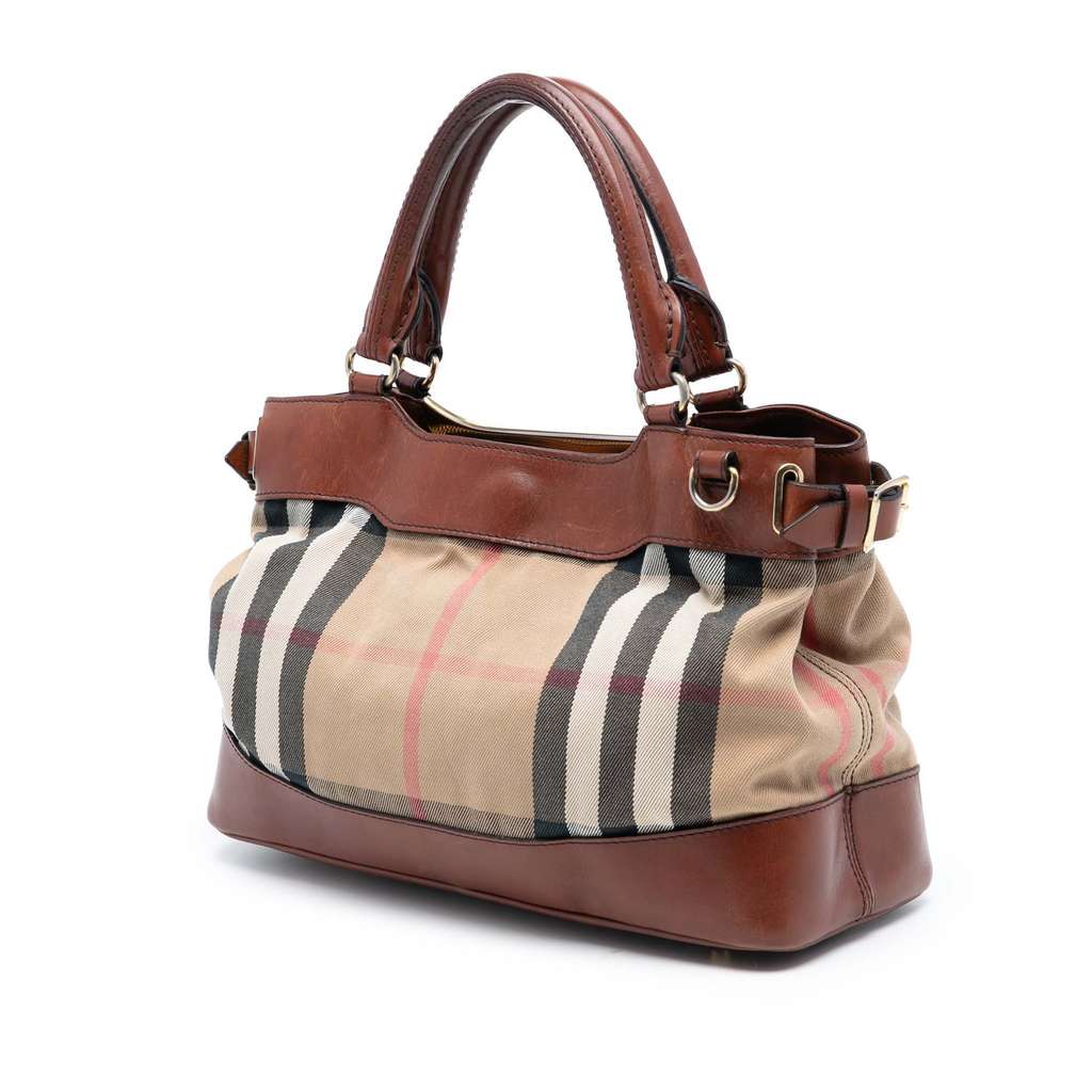 Burberry Small House Check Canvas Bridle Hepburn Satchel - 2