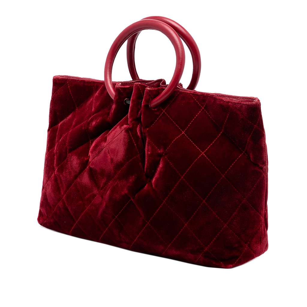Chanel CC Quilted Velvet Top Handle Bag - 2