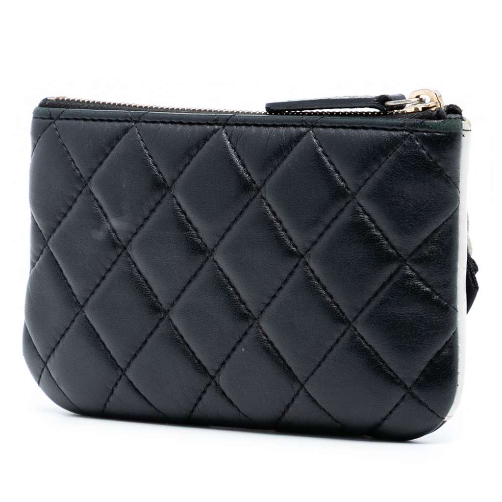 Chanel CC Quilted Lambskin Camellia Pouch - 2