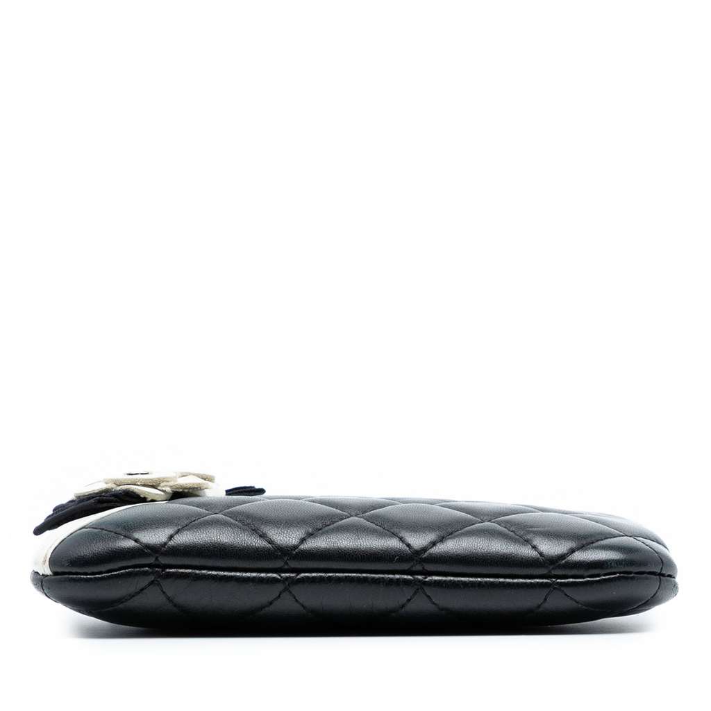 Chanel CC Quilted Lambskin Camellia Pouch - 3