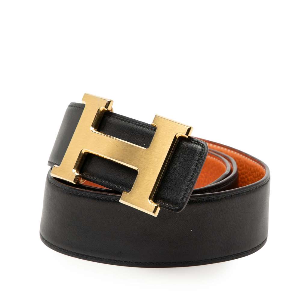 Hermès Box Calf and Togo Constance H Reversible Belt - 2
