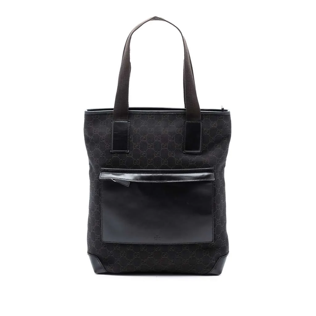 Gucci GG Denim Tote Brown Denim Good - Front View