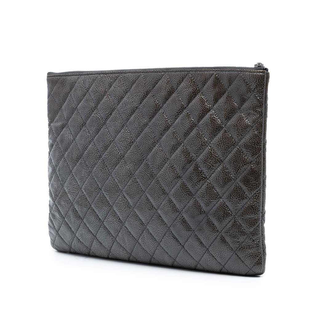 Chanel Large Crinkled Patent O Case Clutch - 2