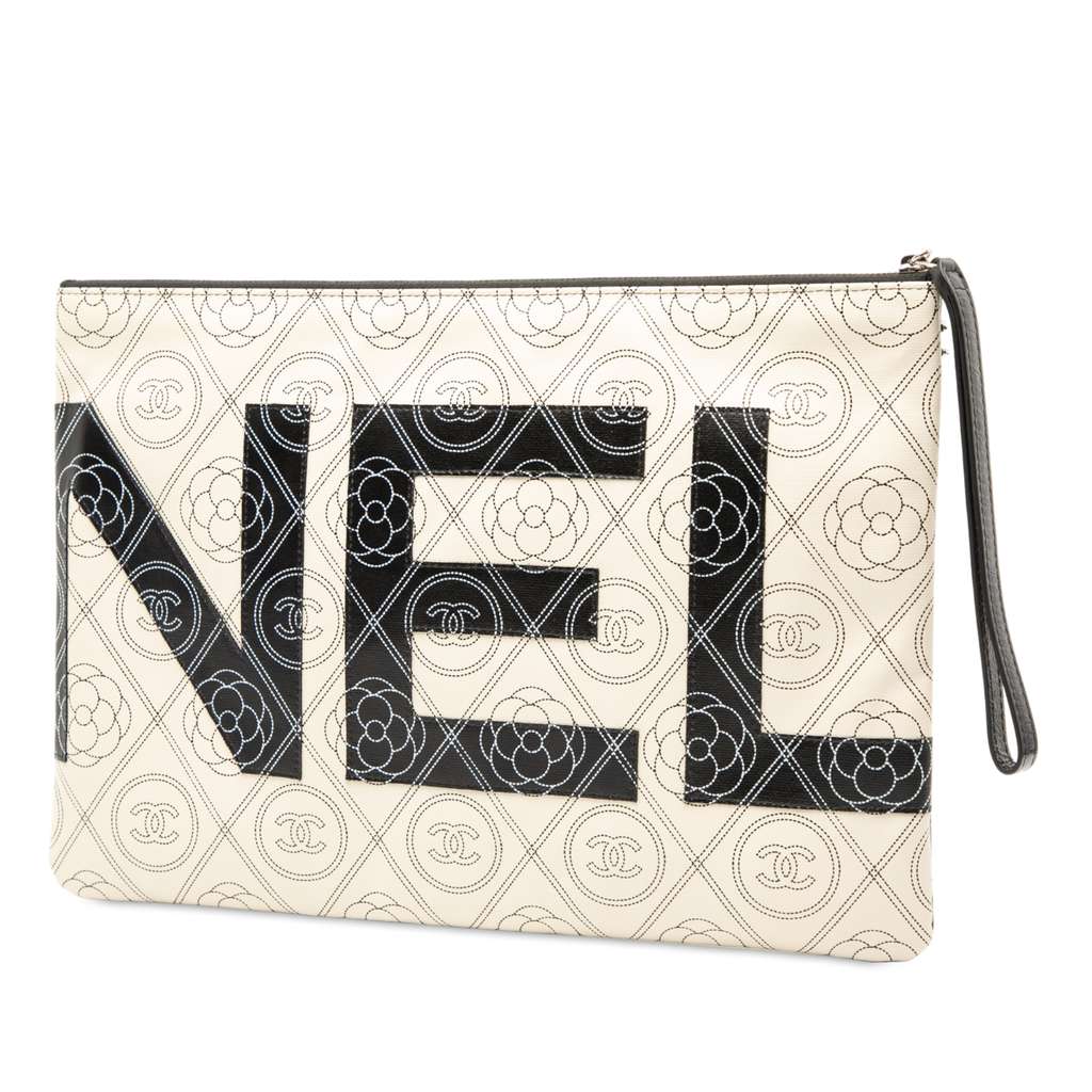 Chanel Coated Canvas Camellia Logo Wristlet Clutch - 2
