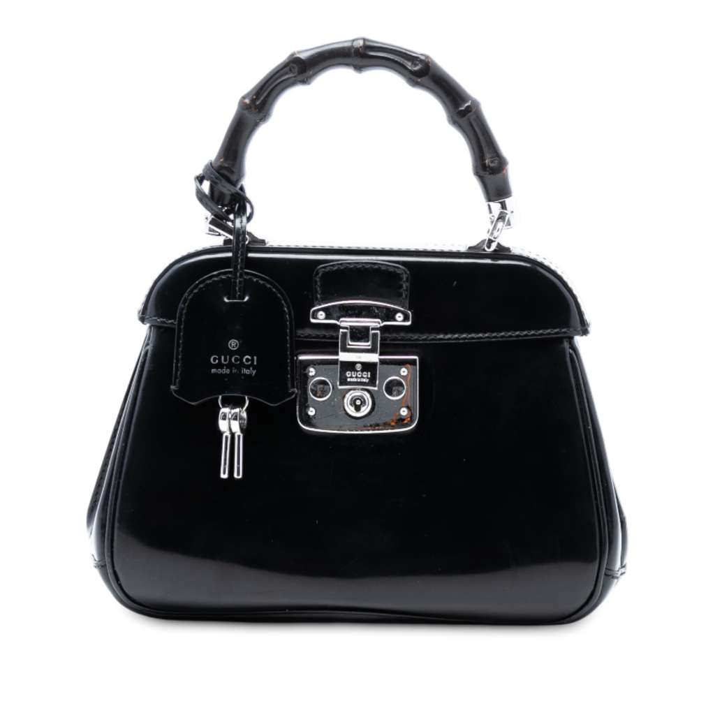Gucci Mini Polished Leather Bamboo Lady Lock Top Handle Bag