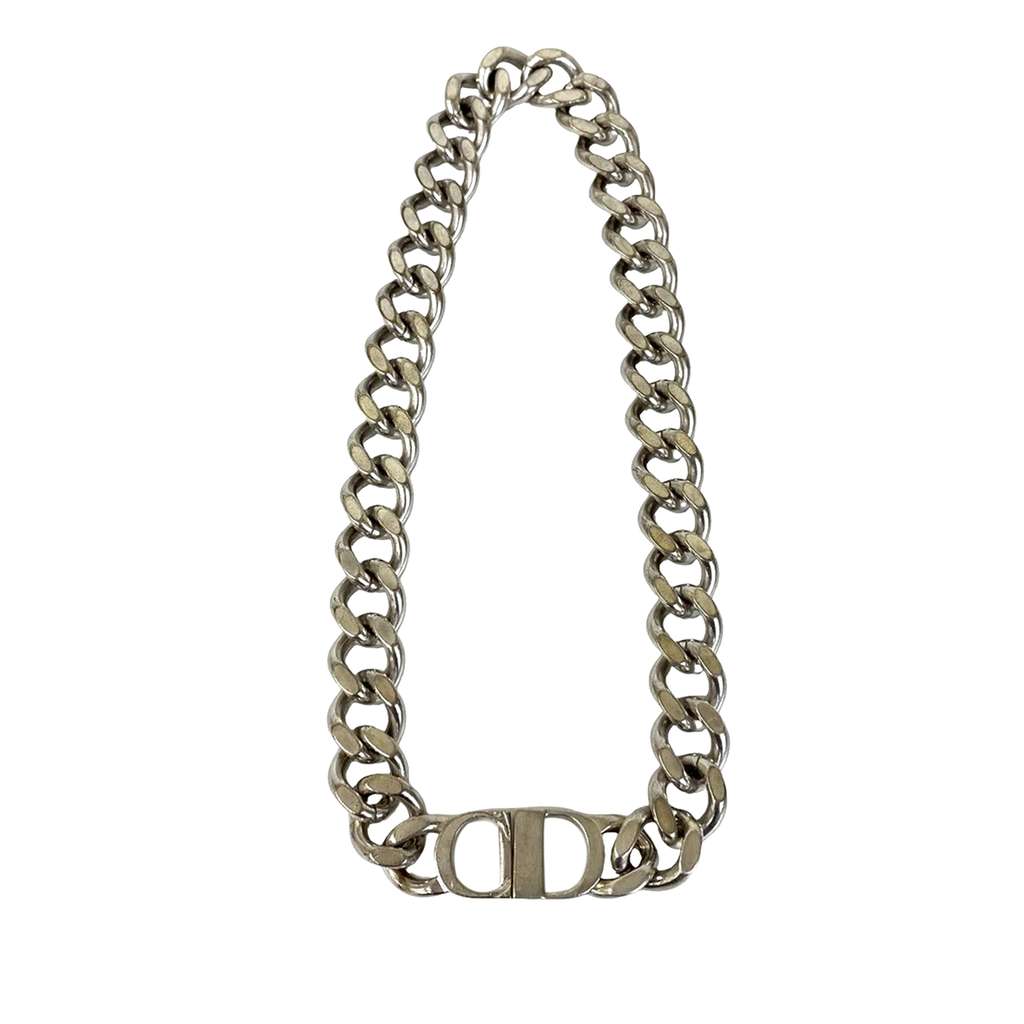 Dior Silver Plated CD Logo Chain Link Necklace - 2