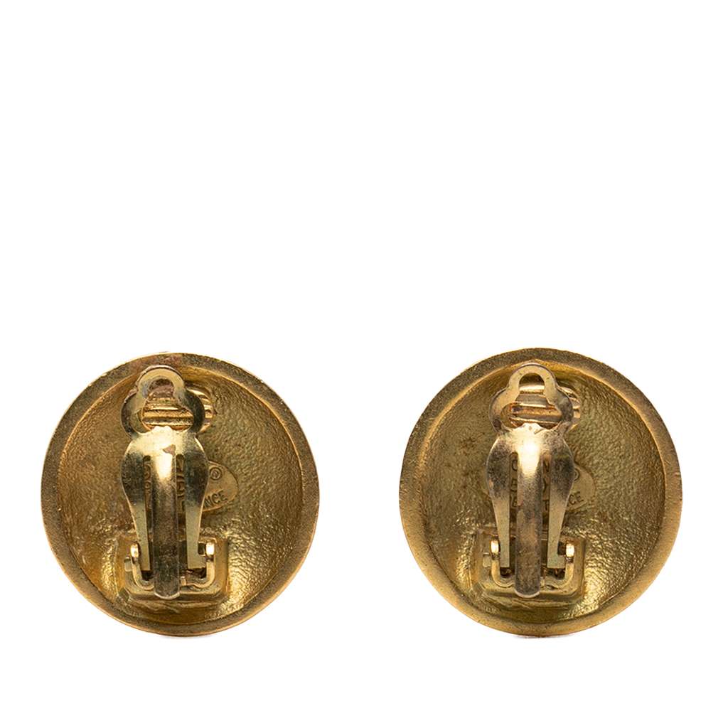 Chanel CC Gold Plated Round Clip on Earrings - 2
