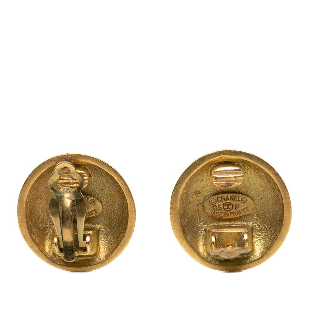 Chanel CC Gold Plated Round Clip on Earrings - 3