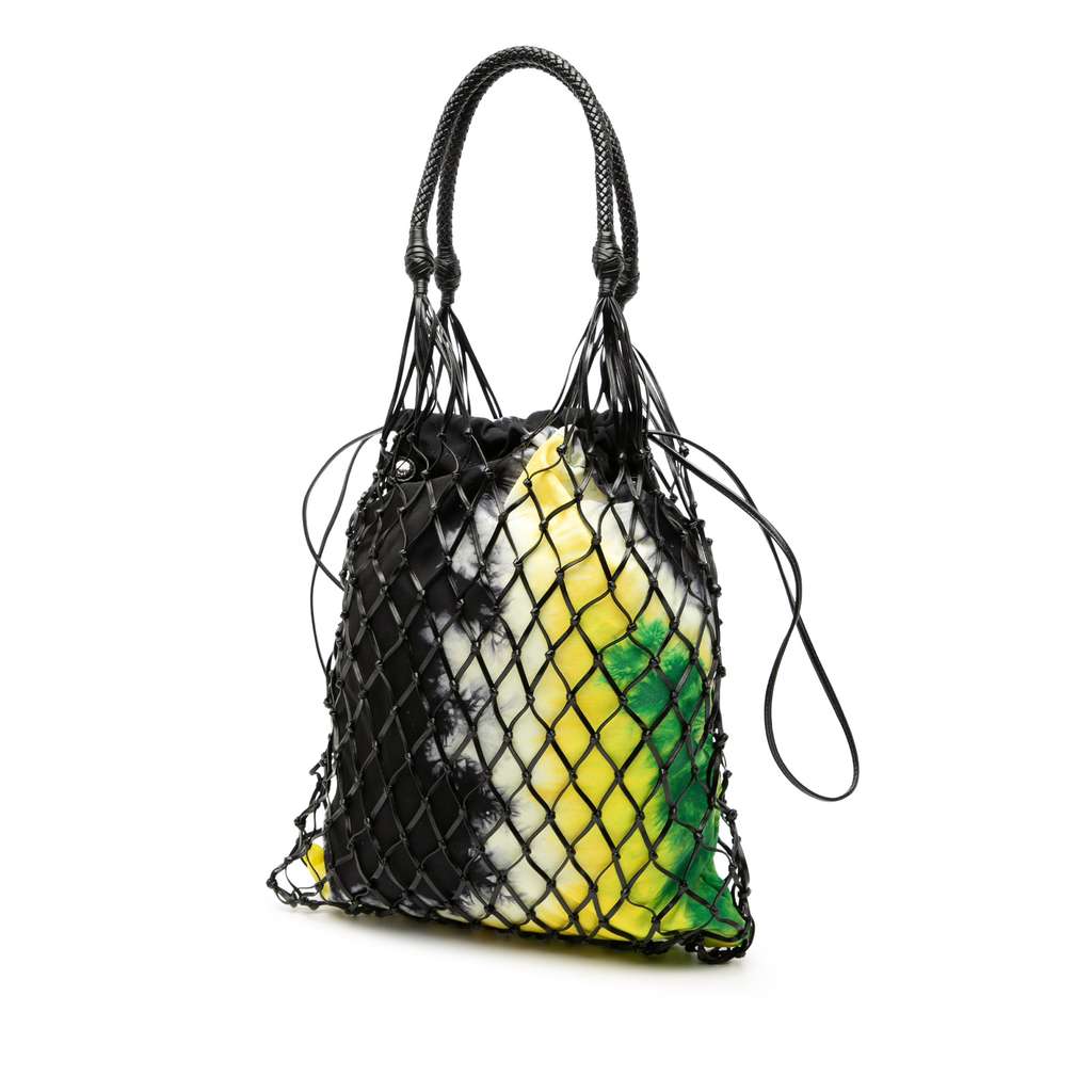 Prada Mesh Leather and Tie Dye Printed Tessuto Bucket Bag - 2