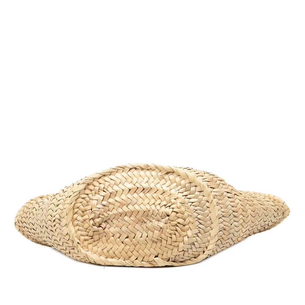 Loewe Paulas Ibiza Smiley Small Raffia Basket Tote Brown Very good - Inside View