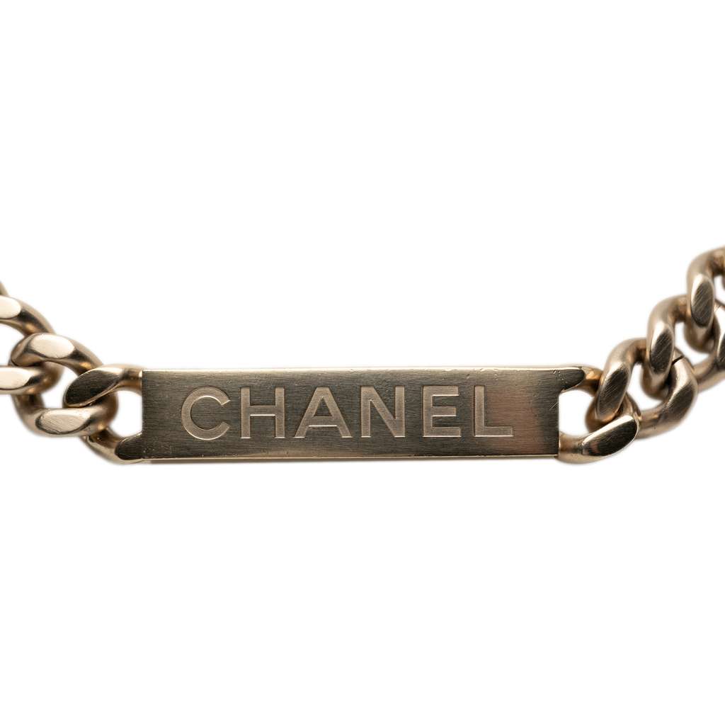 Chanel Gold Plated ID Curb Link Chain Necklace - 3