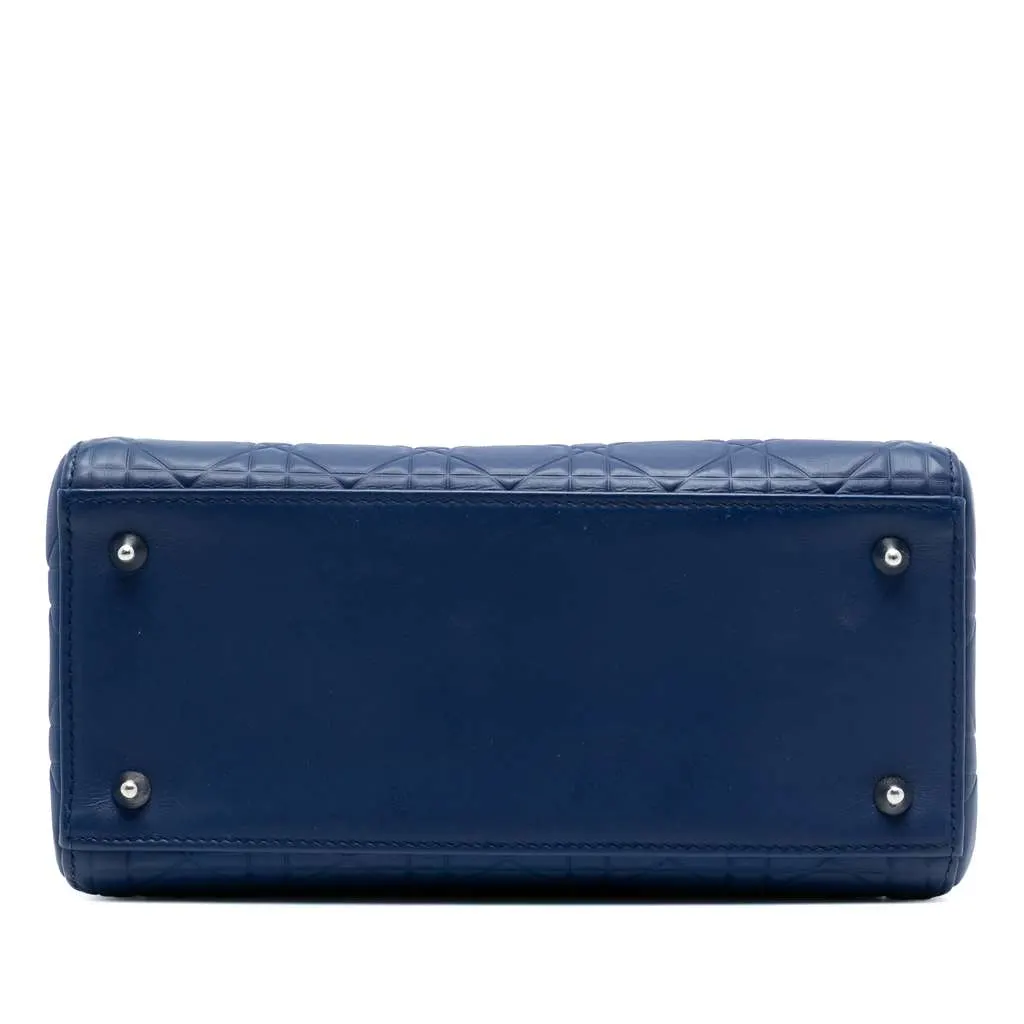 Dior Medium Ultra Matte Calfskin Cannage Embossed Lady Dior Blue Leather Very good - Inside View